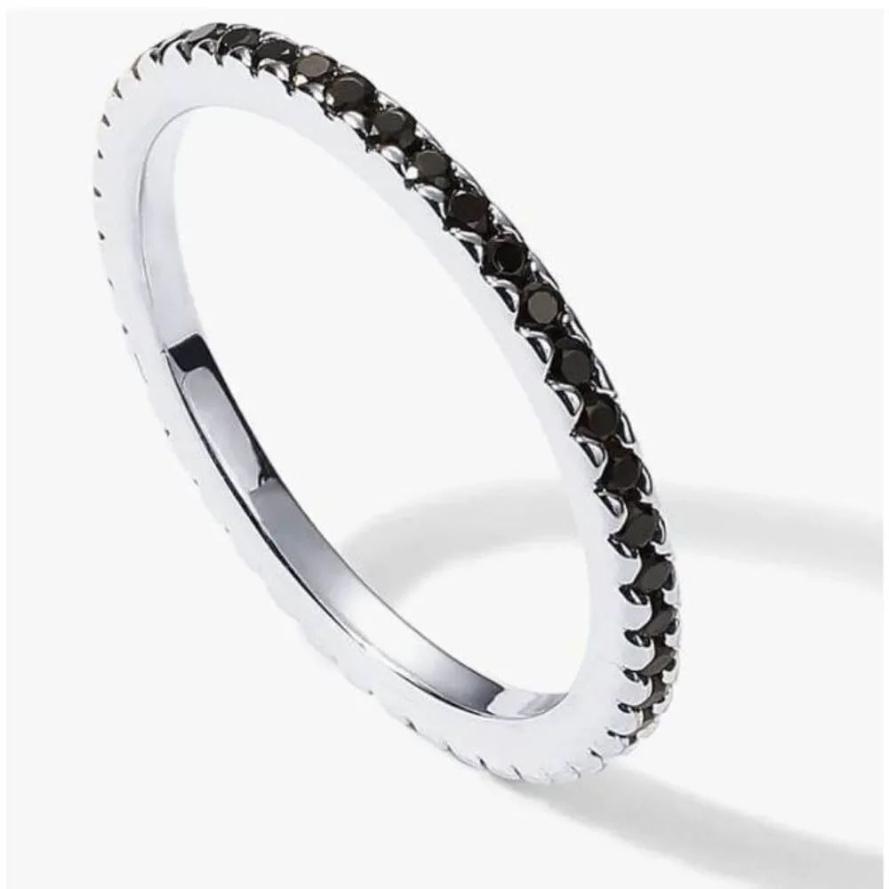 1 Ct. Black Sim Diamond Small Round Cut Eternity Band Ring Sz 5